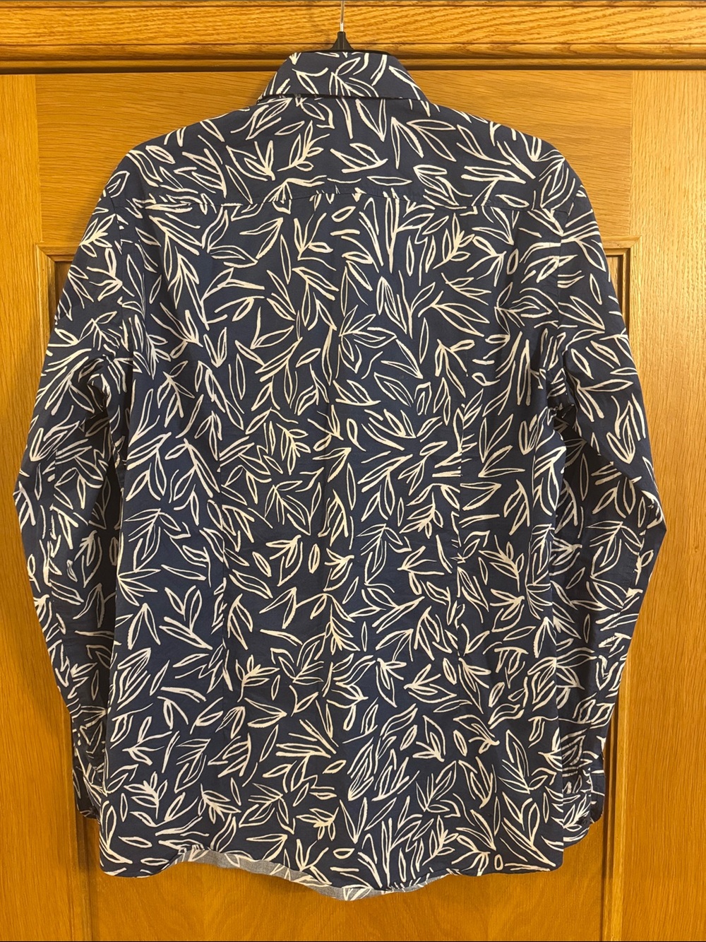 BOSS Slim Fit Stretch Easy Iron H Hank Kent Long Sleeve Shirt Size M Leaf Print - Picture 6 of 10
